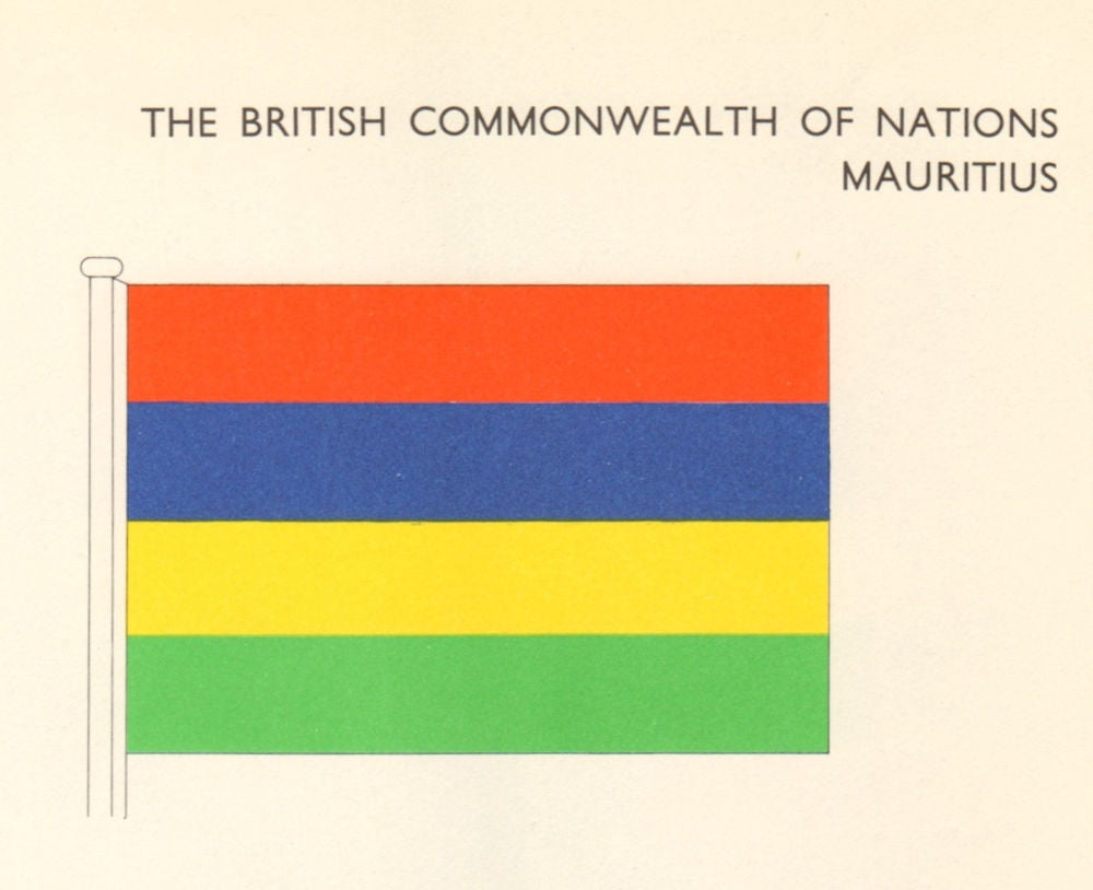 MAURITIUS FLAGS. British Commonwealth 1968 old vintage print picture